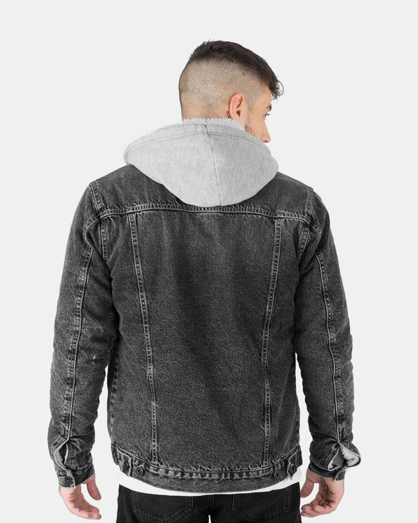 Noroze Black Trucker Denim Long Sleeve Jacket