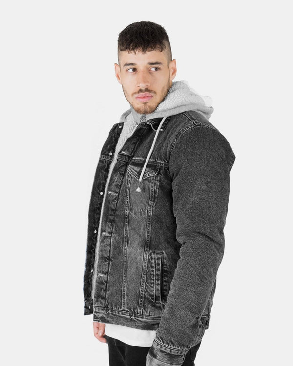 Noroze Black Trucker Denim Long Sleeve Jacket