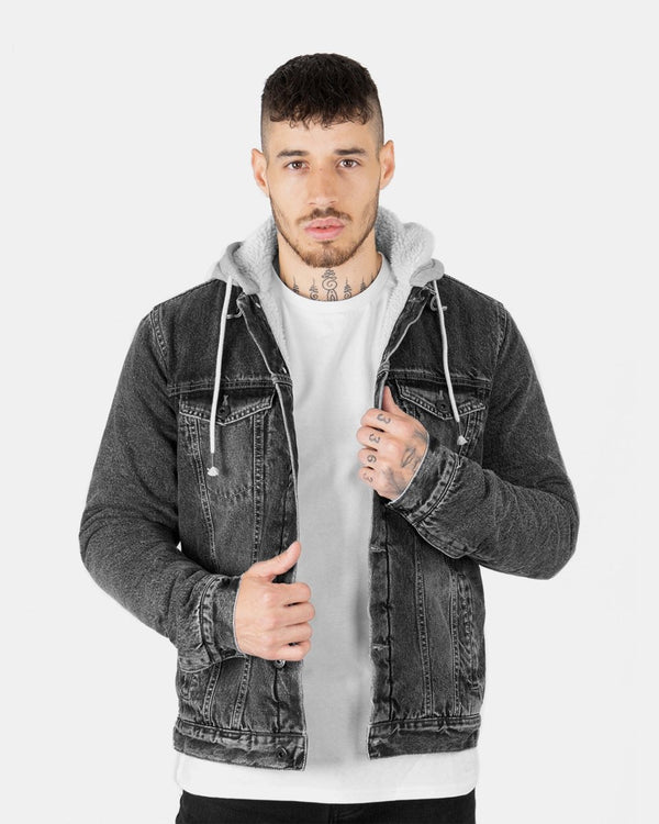 noroze Black Trucker Denim Long Sleeve Jacket
