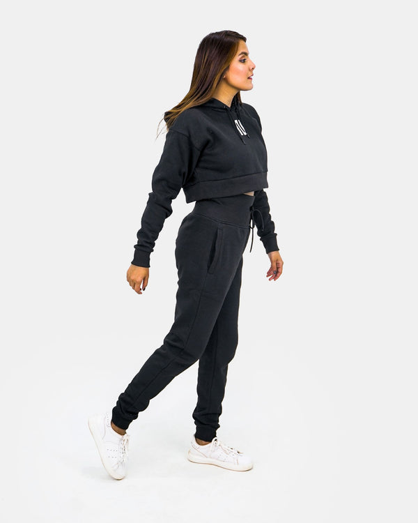 Noroze Black Womens Ribbed Hem Hoodie
