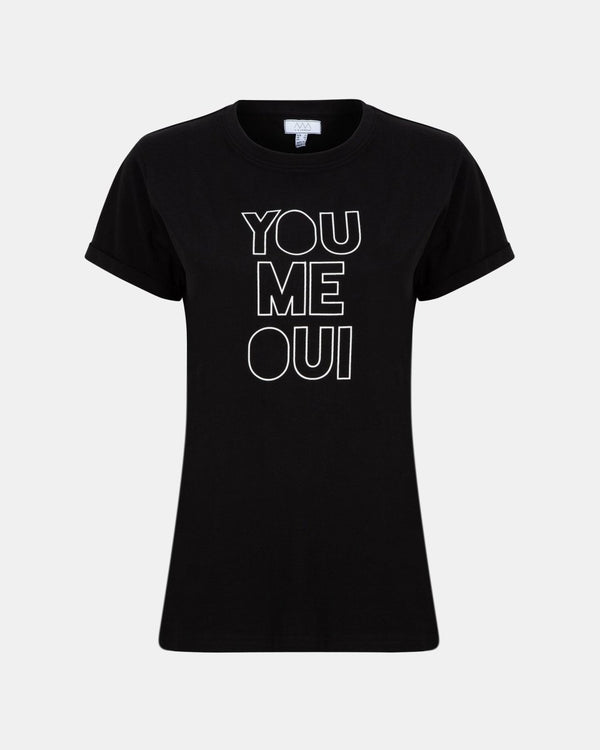 noroze Black Womens You Me Oui Printed T-Shirt