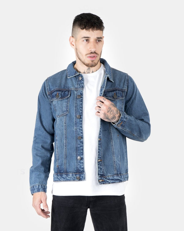 noroze Blue Classic Washed Denim Jacket