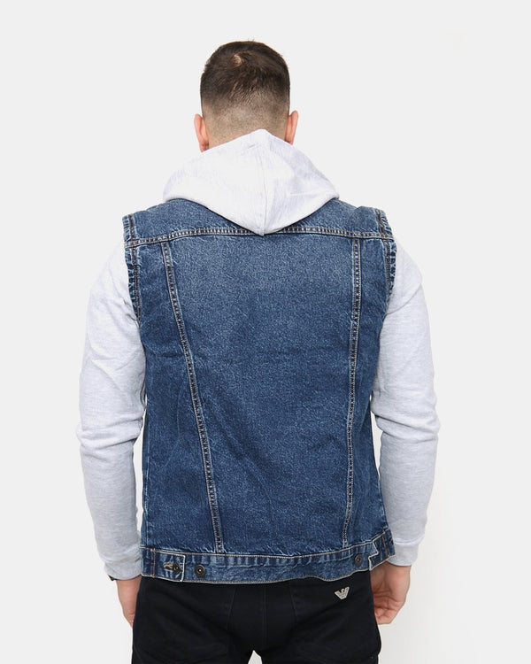 Noroze Blue Denim Hooded Jacket (Fleece Sleeves)