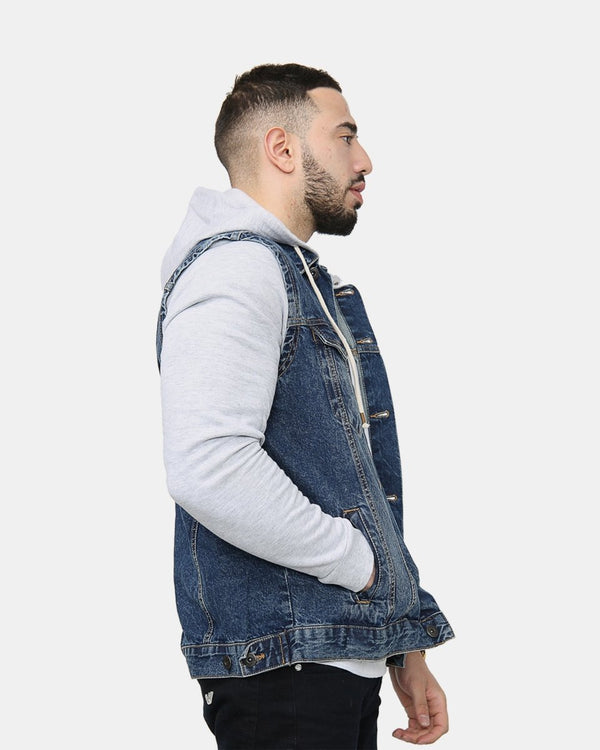 Noroze Blue Denim Hooded Jacket (Fleece Sleeves)