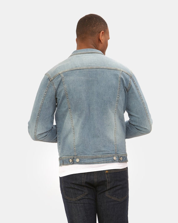 Noroze Blue Denim Jacket Classic Buttoned-Cuffs