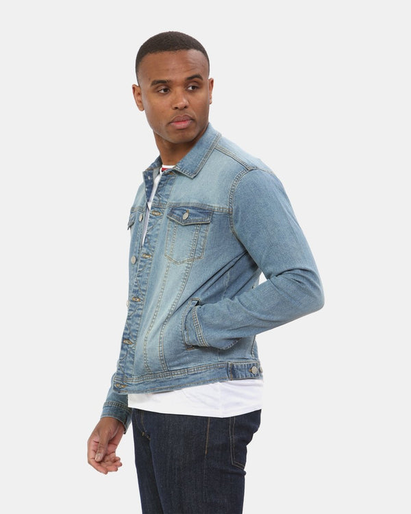 Noroze Blue Denim Jacket Classic Buttoned-Cuffs