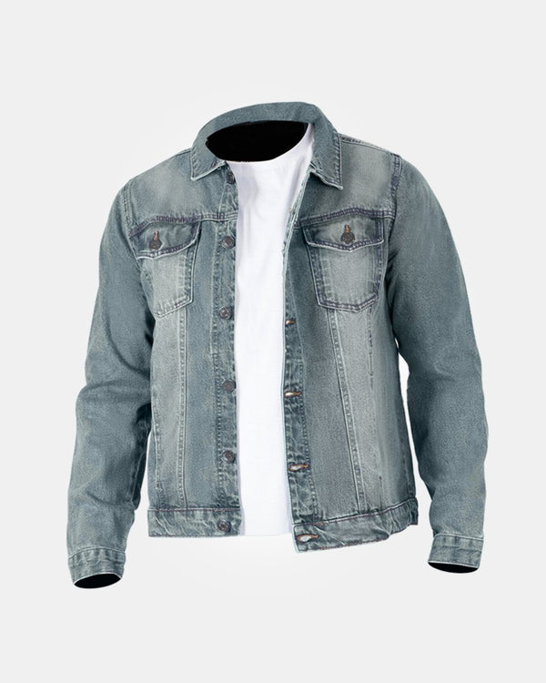 noroze Blue Denim Jacket Classic Buttoned-Cuffs
