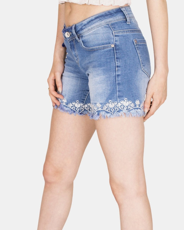 Noroze Blue E387 Raw Edges Jeans Short