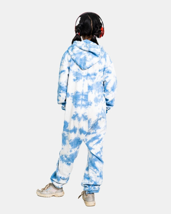 Noroze Blue Kids Fleece Tie-Dye Onesie