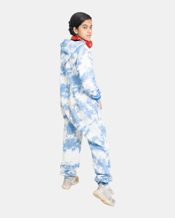 Noroze Blue Kids Fleece Tie-Dye Onesie