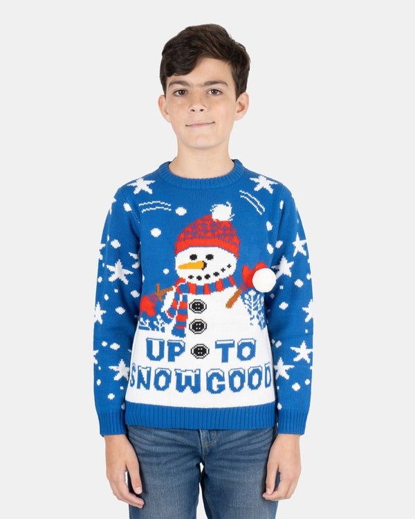Noroze Blue Santa Fairisle Kids Christmas Jumpers