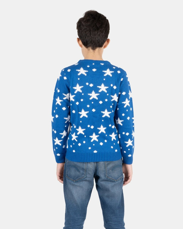 Noroze Blue Santa Fairisle Kids Christmas Jumpers