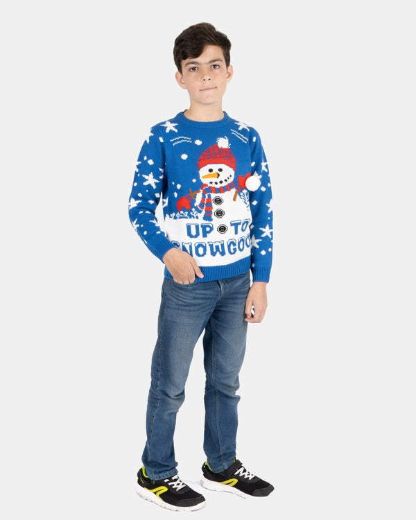 Noroze Blue Santa Fairisle Kids Christmas Jumpers