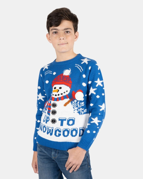 noroze Blue Santa Fairisle Kids Christmas Jumpers