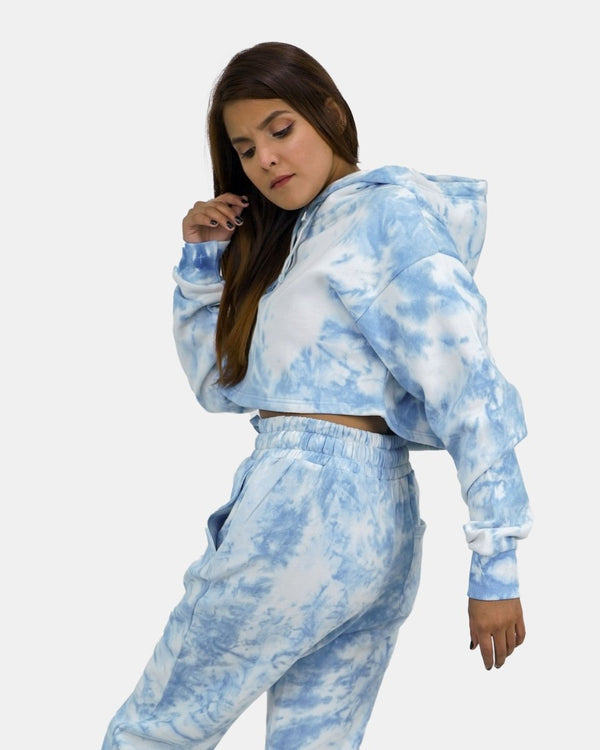 Noroze Blue Tie-Dye Long-Sleeve Hoodie
