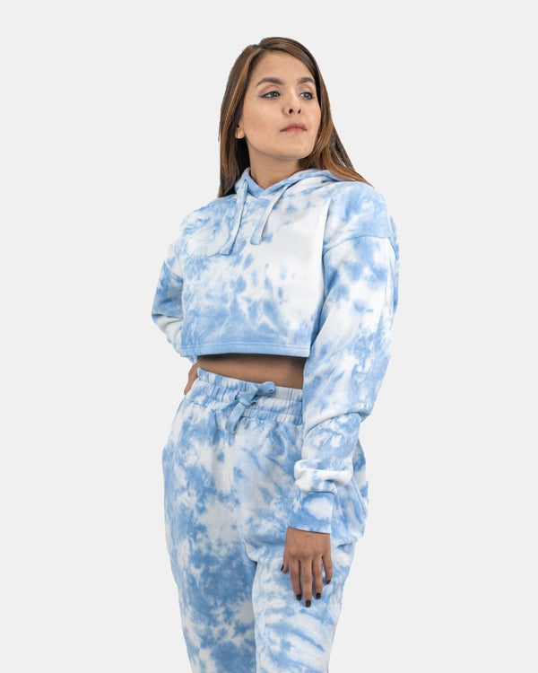 noroze Blue Tie-Dye Long-Sleeve Hoodie