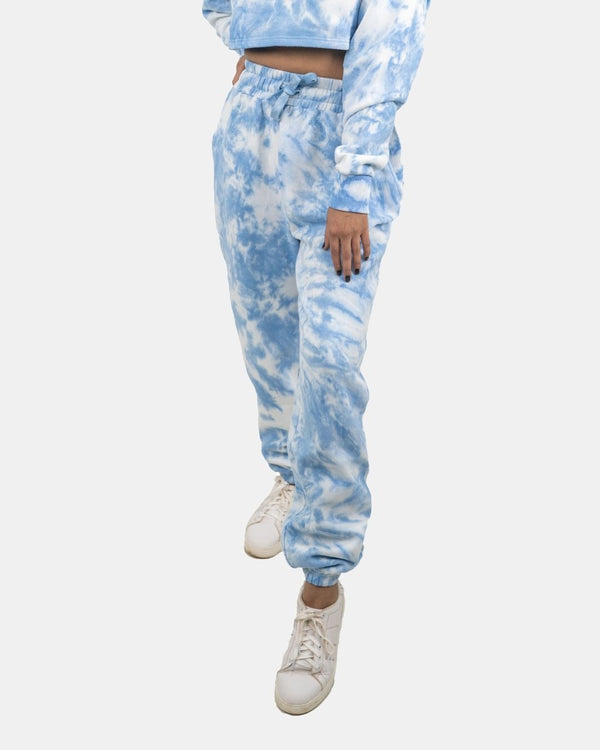 noroze Blue Tie-Dye Womens Fleece Trousers