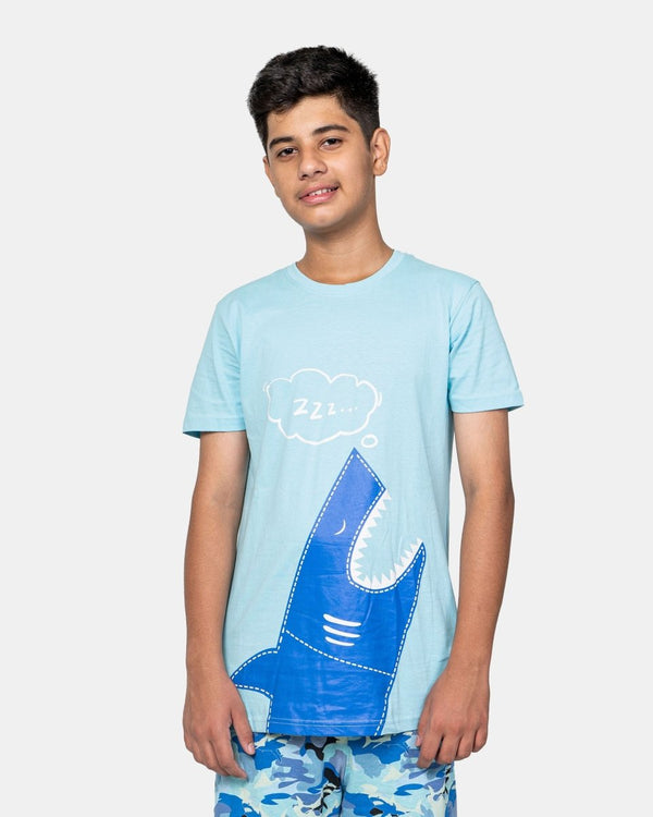 noroze Boys Baby Blue Shark Print T-Shirt