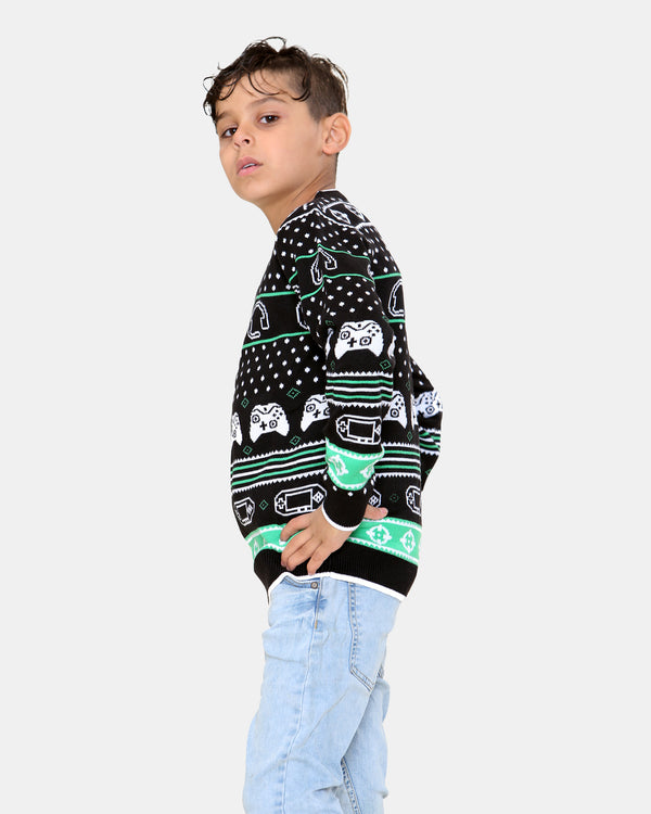 Noroze Boys Headphone Controller Green Jumper