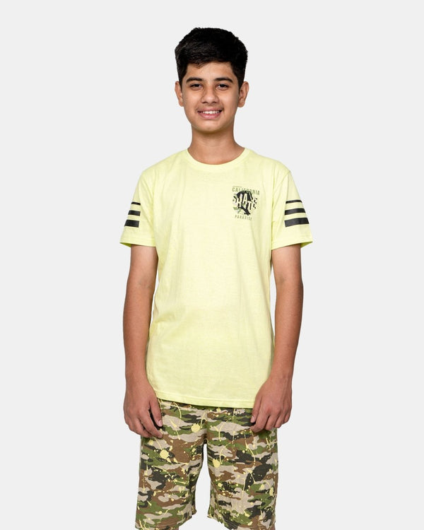 noroze Boys Lime Green Shark Print T-Shirt