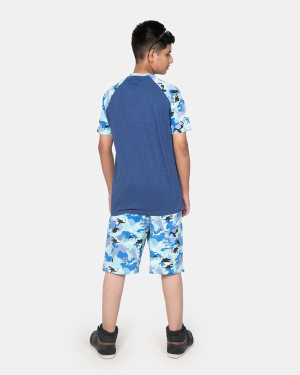 Noroze Boys Navy Shark Print T-Shirt