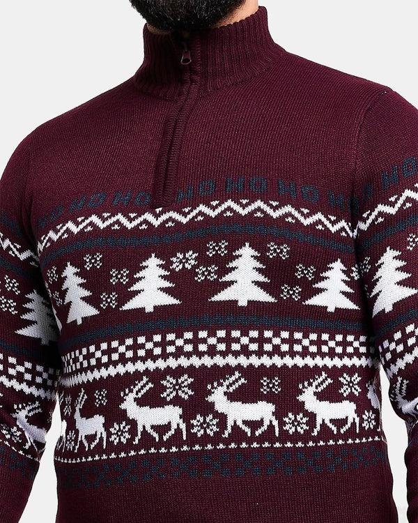 Noroze Burgundy Chunky Knit Christmas Jumper