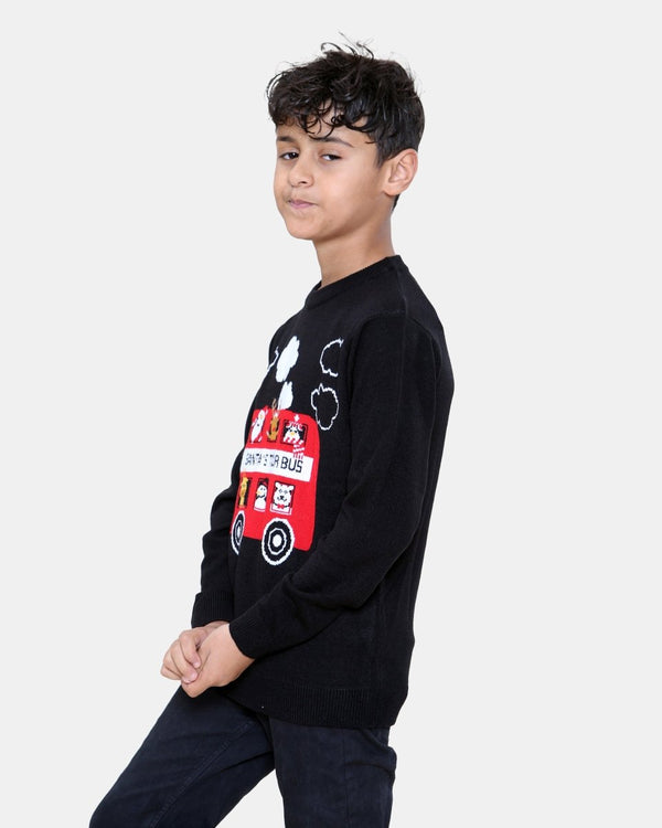 Noroze Bus Black Kids Christmas Jumpers