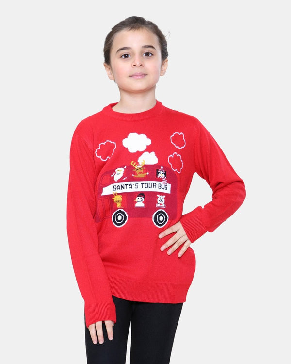 Noroze Bus Red Kids Christmas Jumpers