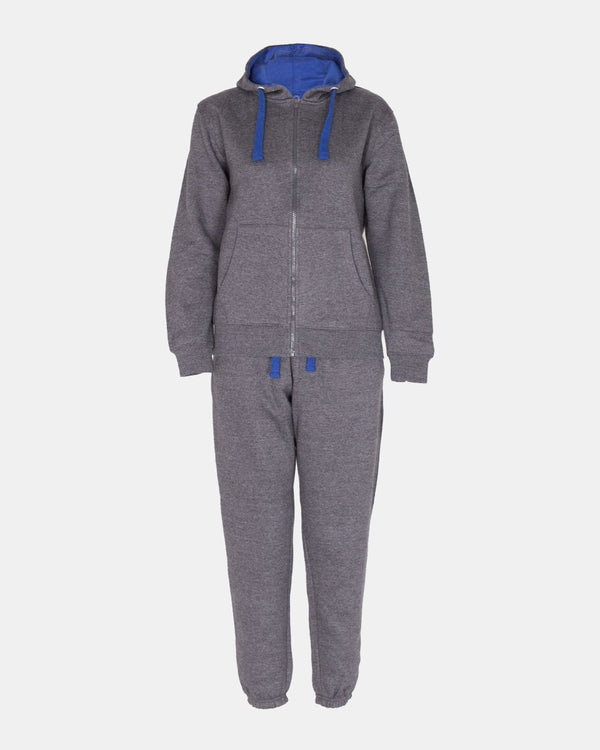 Noroze Charcoal/Blue Contrast Fleece Tracksuit