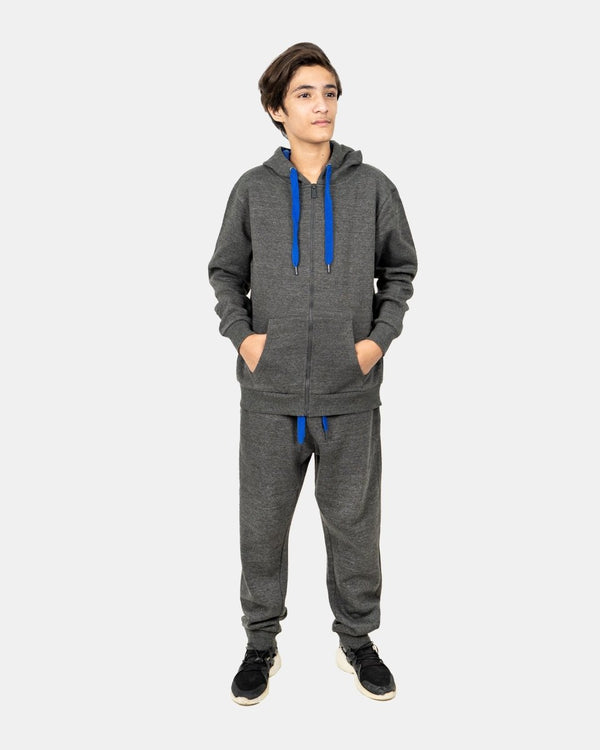 noroze Charcoal/Blue Contrast Fleece Tracksuit