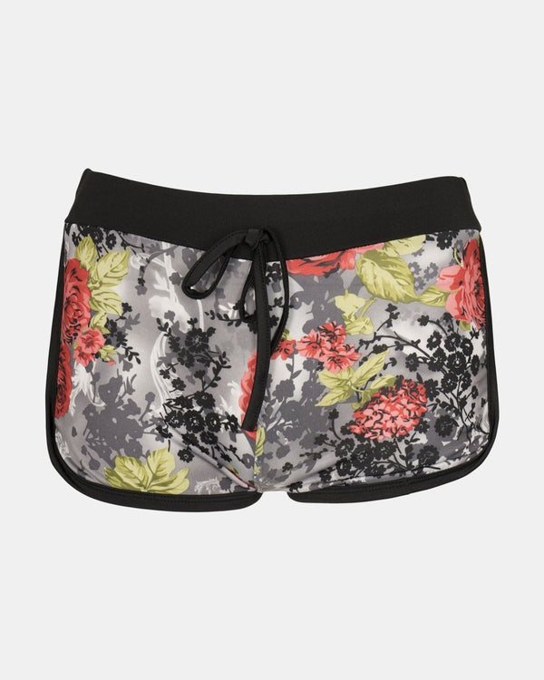 noroze Charcoal Floral Print Casual Shorts