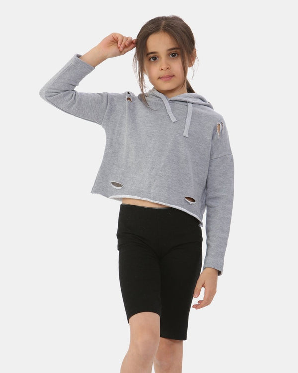 noroze Charcoal Girl's Long-Sleeve Hoodie