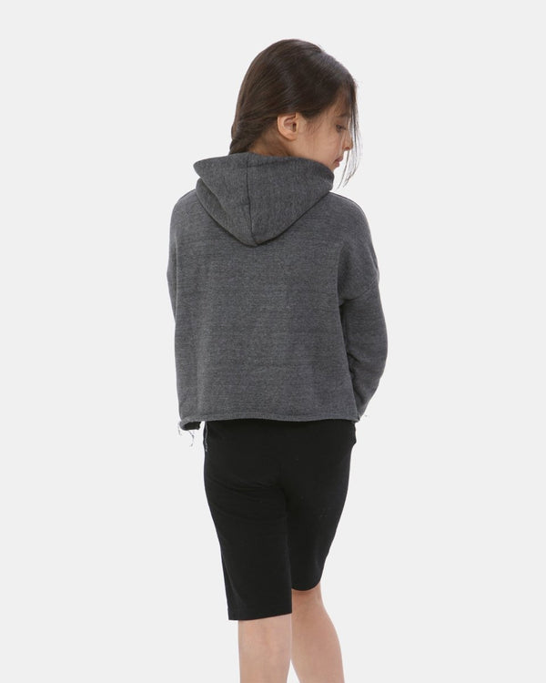 Noroze Charcoal Girls Plain Crop Hoodie
