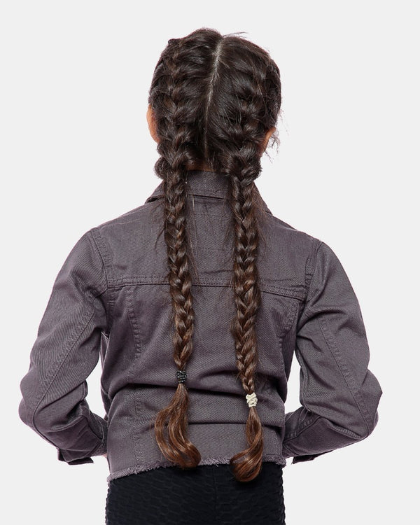 Noroze Charcoal Kid's Cropped Denim Jacket