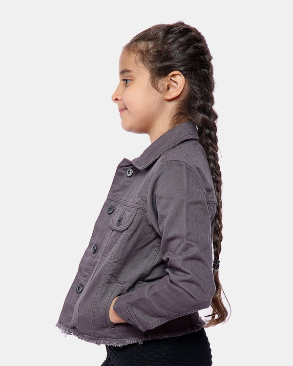 Noroze Charcoal Kid's Cropped Denim Jacket