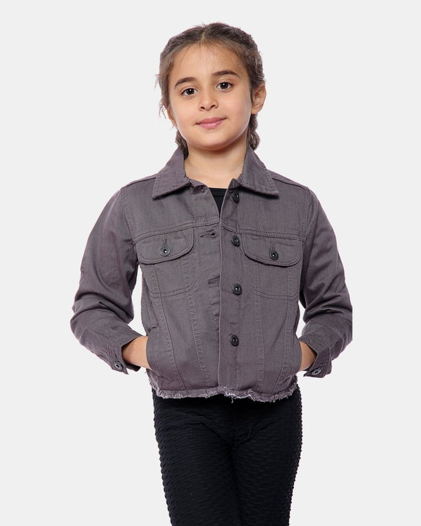 noroze Charcoal Kid's Cropped Denim Jacket
