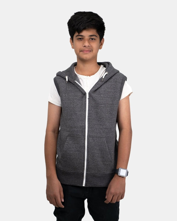 noroze Charcoal Kid's Sleeveless Casual Hoodie