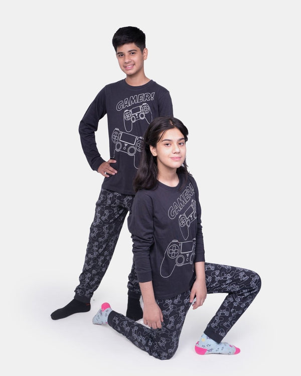 Noroze Charcoal Kids Nightwear Cotton Pajamas