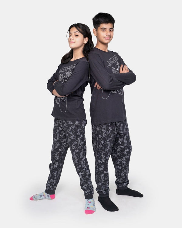 noroze Charcoal Kids Nightwear Cotton Pajamas