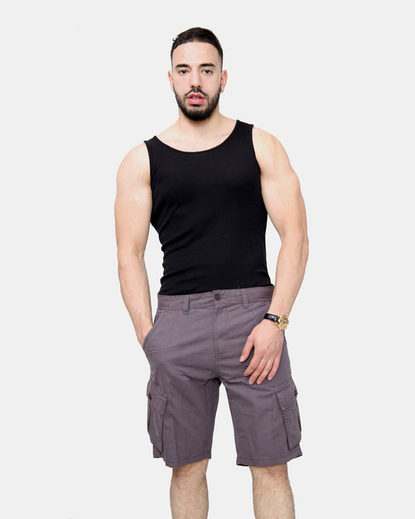 noroze Charcoal Knee Length Cargo Shorts
