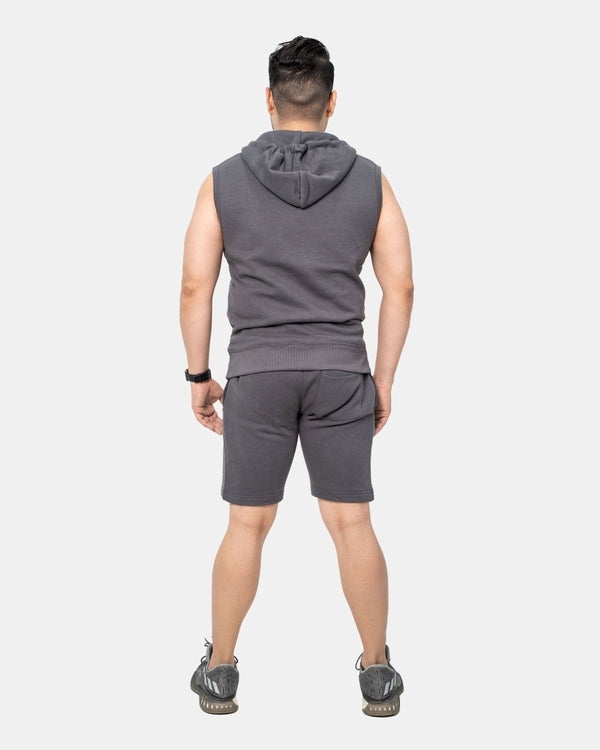 Noroze Charcoal Mens S-Less Short Tracksuit Set
