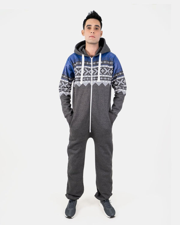 noroze Charcoal Stylish Aztec Mens Onesie