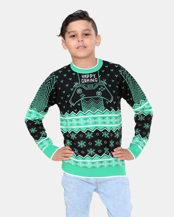 noroze Controller Green Boys Gaming Jumper