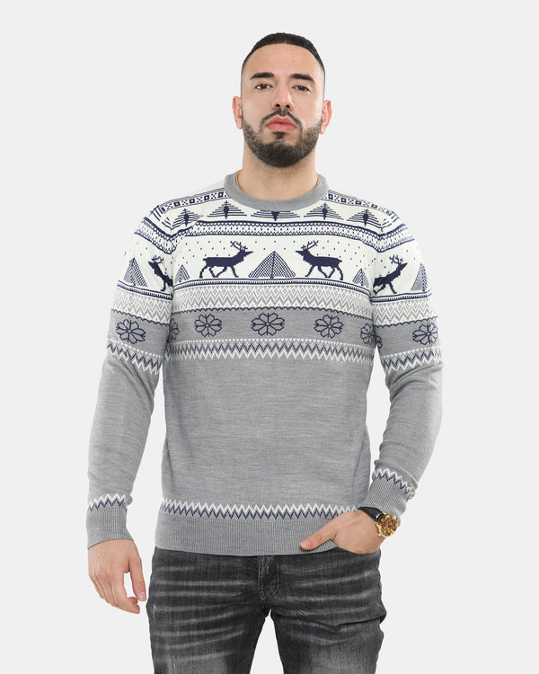 noroze Cream Moose Knitted Men’s Xmas Jumper