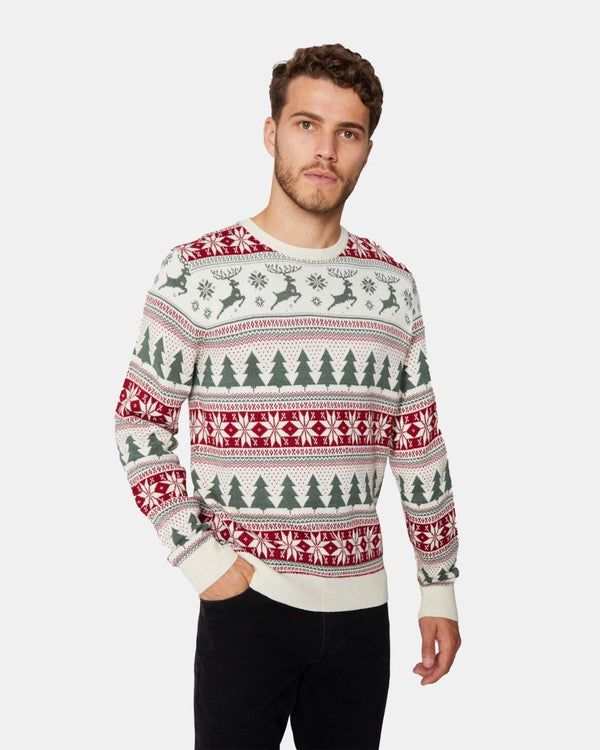 noroze Cream Retro Christmas Jumper