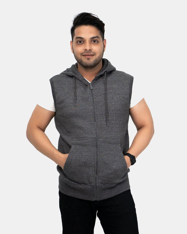 noroze Dark Grey Casual Zip-Up Men's Hoodie