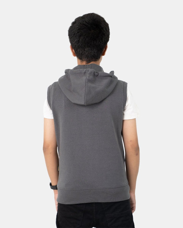 Noroze Dark Grey Kid's Sleeveless Casual Hoodie