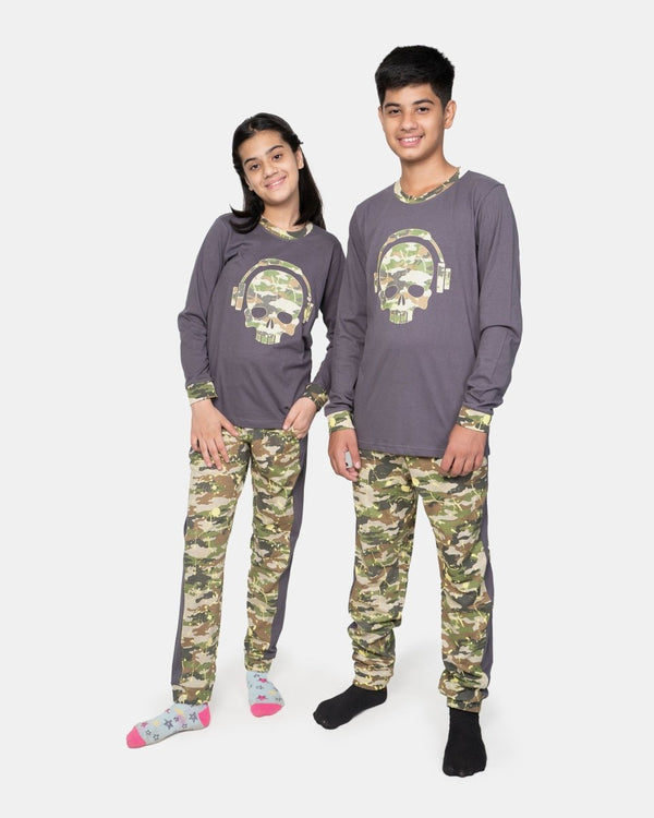 noroze Dark Grey Kids Nightwear Cotton Pajamas