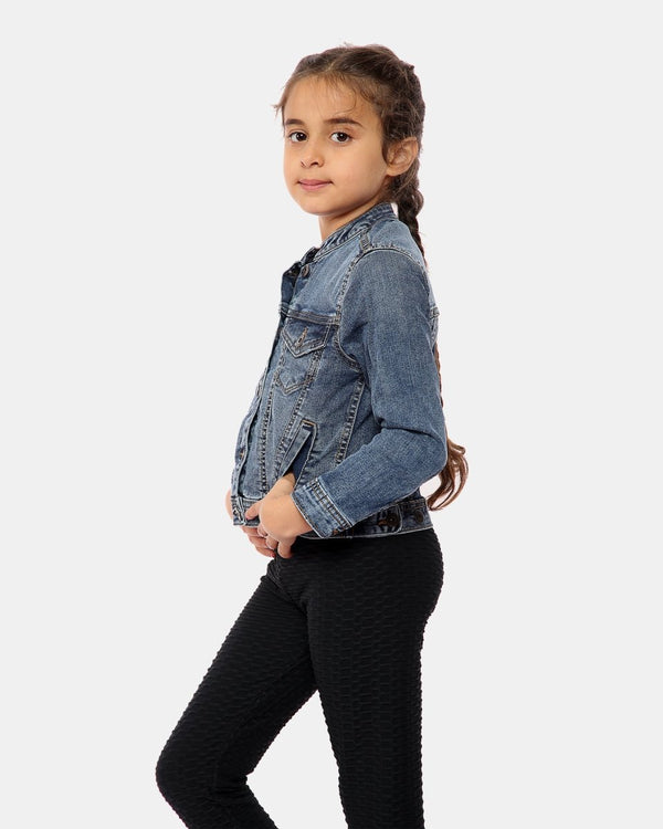 Noroze Denim Blue Collarless Kids Jacket