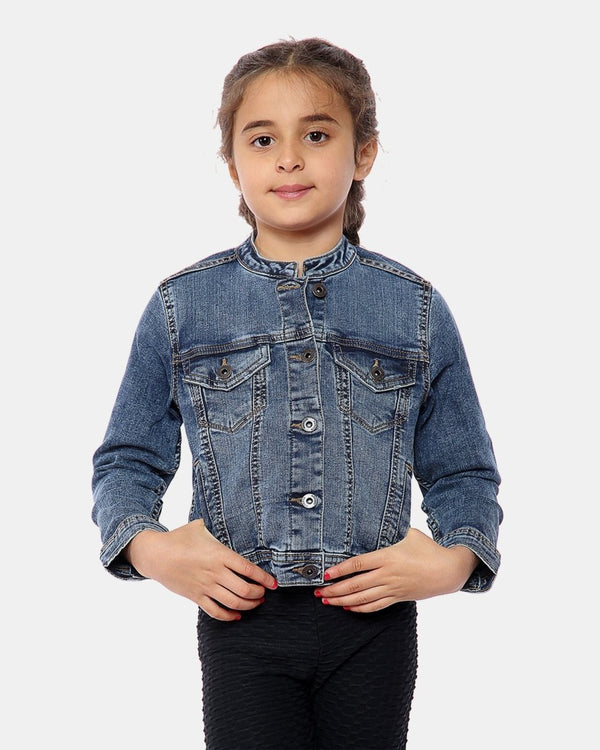 Noroze Denim Blue Collarless Kids Jacket
